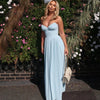 Mingmingxi Summer Elegant Strapless Chiffon Dress 2024 New Arrivals Blue Maxi Pleated Dress Fashion Casual Women's Clothing