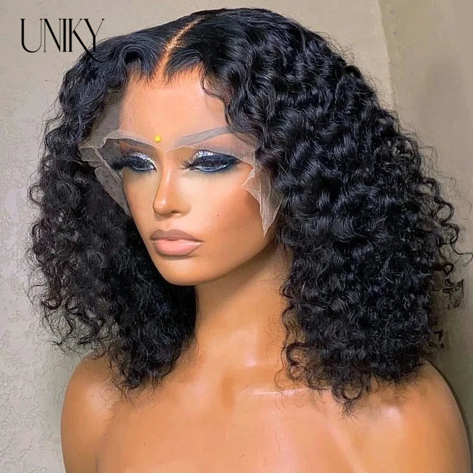 13x4 Lace Frontal Human Hair Wigs Deep Curly Short Curly Bob Wig for Black Women Brown Blonde Highlight Wig Human Hair Full Wig