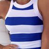 Summer Basic Elastic Tank Top Digital Printing T-shirt Women's O Neck Racerback Sexy Tank Top Stripe Print Sleeveless Tank Top