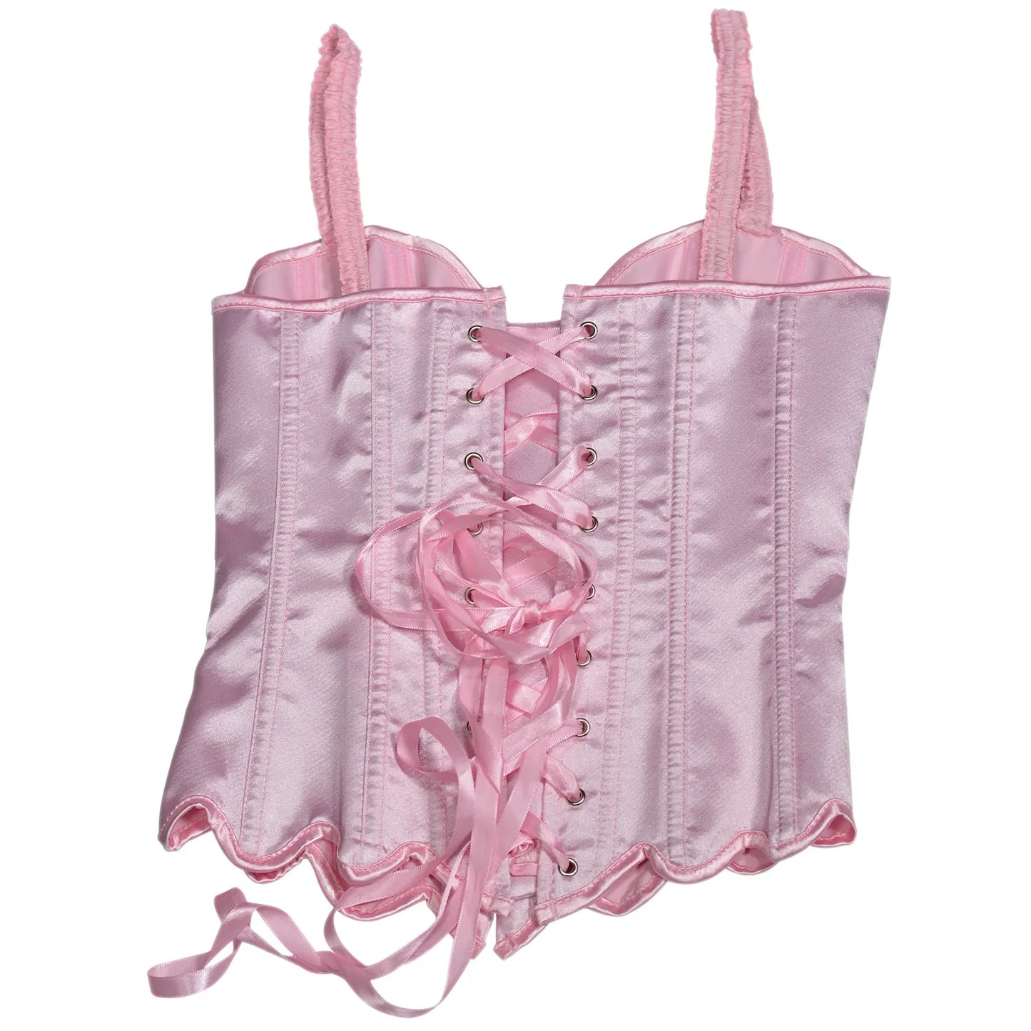 Women Tight Corset Vest Bustier Overbust Petal Bodice Lace Up Boned Shaping Tops Pink Costume Crops With 5 Buckles Party Wedding