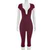 Solid Color Sexy Slim Fit and Slimming Chest U-Neck Jumpsuit, Versatile and Fashionable Jumpsuit Cropped Pants