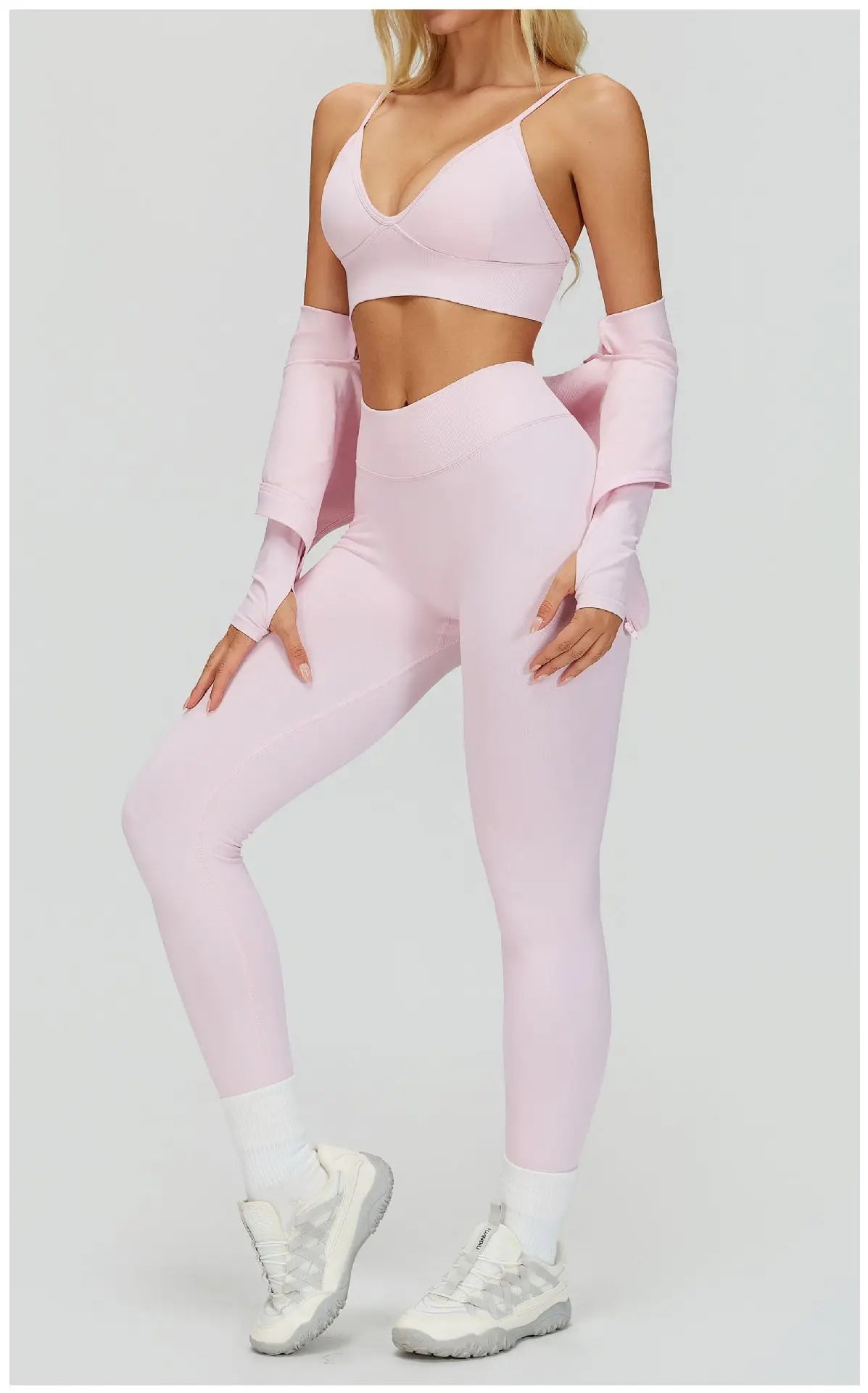 SWELTERING 2/3PCS Seamless Yoga Set Gym Clothes Sportswear Fitness Suits Women Workout Bra Crop Top Long Sleeve Sports Suits