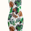 Plus Size Women's Tropical Plant Print Halter Bodycon Dress Elastic Stretch Sleeveless Beach Club Party Dress