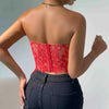 Women Floral Lace Off The Shoulder Crop Tube Top Sexy Strapless Sleeveless Bandeau Tops Y2K Going Out Night Club Party Crop Tops