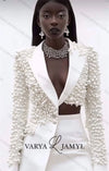 White Pearls Women Suit Set 2 Piece Sexy Blazer+Short Prom Dress Business Formal Office Lady Jacket Wedding Coat Customized