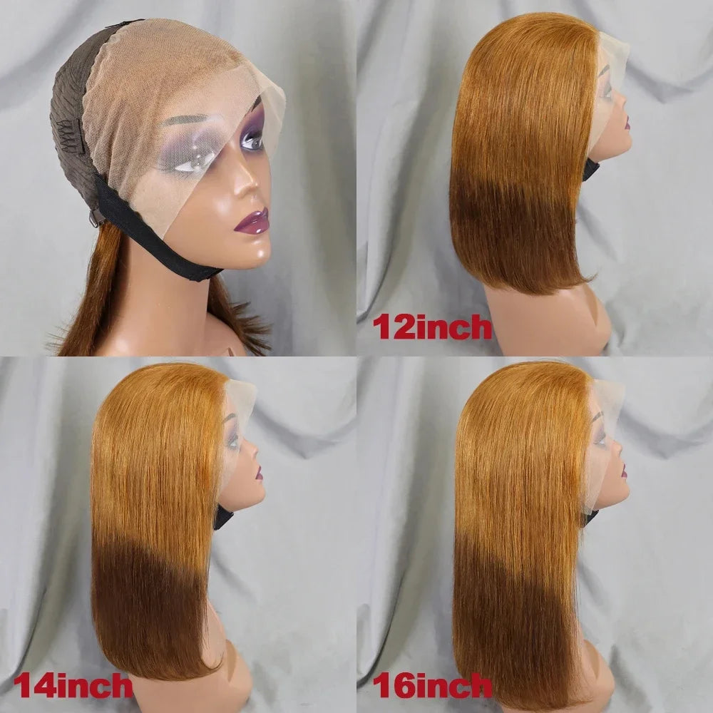 4/30/4 Farbe Echthaar Bob Perücke Glatt 13x4 Lace Front Echthaar Perücken Brasilianische Perücke Kurze Echthaar Bob Perücken Ombre Perücke