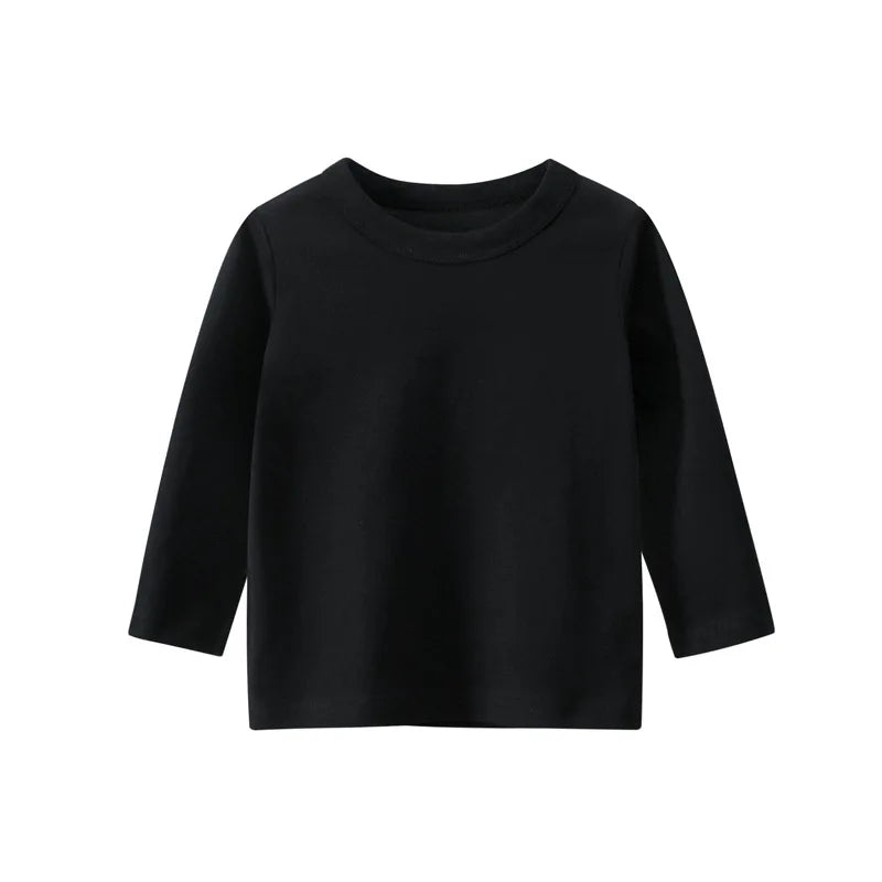 2025 Spring Autumn 2-10 Years Children'S Candy Color Sweet Long Sleeve High Neck Unisex Kids Girl Boy Basic Turtleneck T-Shirt