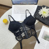 V-Neck Sexy Lace Corset Top Slim Fit Push Up Hollow Suspender Vest Adjustable Straps Off Shoulder Breathable Mesh Vest Travel