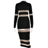 Articat Mesh Patchwork Perspective Long Sleeve Dress For Women's Tight Fit Midi Female Dress Fashion Street Party Club Vestidos