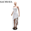 CM.YAYA Women Strapless Sleeveless Ruched Stacked Mini Dress 2025 Summer Beach Vacation Party Birthday Street Sexy Dresses