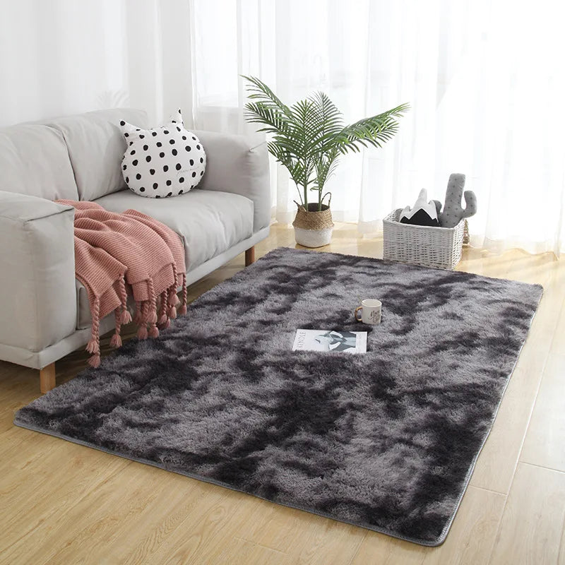 Grauer Teppich für Wohnzimmer Plüsch Teppich Schlafzimmer Boden Flauschige Matten Anti-Rutsch Home Decor Teppiche Weiche Samt Teppiche Kinderzimmer Decke