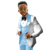 Suit for Boys Wedding Tuxedo 3 Piece White Jacket Royal Blue Pants Vest Kids Blazer Set Slim Fit Tailored Outfit