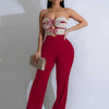 Damen Sommer Trägerloser Jumpsuit Sexy Einteiler Outfits Cut Out Taille Party Jumpsuit Kleidung Damen Langer Rückenfreier Overall