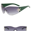 Sports Punk Sunglasses Goggle Y2k Luxury Brand Designer Sun Glasses Shades One Piece Around Eyewear Female Five Star Eyeglasses