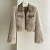 Spring and Autumn Korean Chic Polo Collar Loose Fur Coat Women Clothing Winter Coat Faux Fox Fur Plush Short Jackets Women Tops