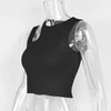 Sexy Rib-knit Tank Top for Women Summer Solid O-neck Sleeveless Crop Tops Street Vintage Korean Fashion Shirt Vest Y2K Clothes