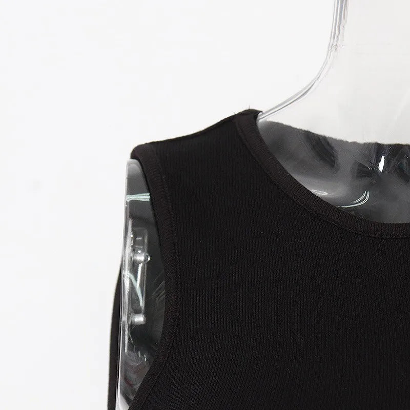 Casual white cut t shirt women round neck sleeveless korean slim t shirts women clothing 2023 summer fashion