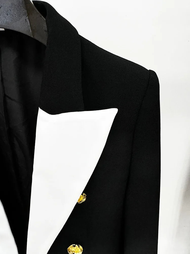 2024 New Blocked Metal Rose Button Slim Black Suit Jacket Festival Outfit Women Party Business Blazer