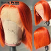 Black Pearl Ginger Lace Front 100% Human Hair Quality Wigs Glueless Wig Short Straight Bob Wig Lace Front Human Hair Wig