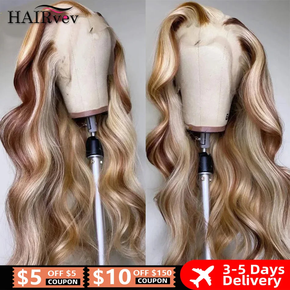 HD Ash Blonde Lace Front Wig 4/613 Highlight Wig 13x4 Colored Brazilian Human Hair Wigs Woman Body Wave 613 HD Lace Frontal Wig