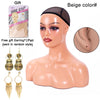 Weibliche Schaufensterpuppenkopf mit Schulter Mannequin Kopf Büste Perückenkopf Ständer mit Make-up für Perücken Präsentation Halskette Kostenlose Ohrringe, Perückenkappe