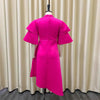 Elegant Party Dresses for Woman 2024 New O Neck Ruffles Sleeve High Waisted Asymmetric Mid Calf Luxury Birthday Dinner Vestidos