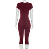 Solid Color Sexy Slim Fit and Slimming Chest U-Neck Jumpsuit, Versatile and Fashionable Jumpsuit Cropped Pants