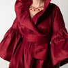 Lässige Puffärmel Rüschen Bluse Büro Damen Uni Farbe Wickelshirts Revers Kragen Elegantes Hemd Damen Mode Weiblich