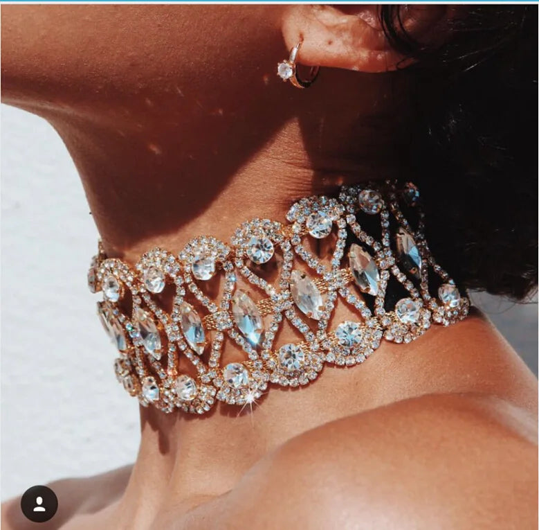 Strass Choker Halskette 2023 Statement-Halsketten für Damen Große Mode Halskette Kragen Party Chunky Halskette Collier Bijoux