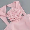 New sexy pink neck hanging backless dress, women's temperament short skirt decoration flower party dress set