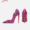 2025 Spring New High Heels Women's Embroidered Beaded Black Sexy Queen's Heel 10-12cm Pointed