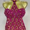 Sexy Sparkly Sequin Diamond Mesh Transparent Two Piece Set Women Celebrate Evening Party Birthday Dress Stage Photo Shoot Wear