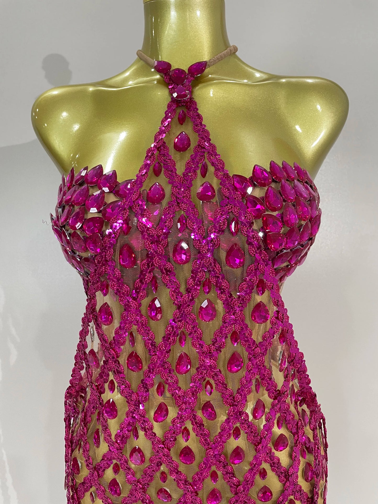 Sexy Sparkly Sequin Diamond Mesh Transparent Two Piece Set Women Celebrate Evening Party Birthday Dress Stage Photo Shoot Wear