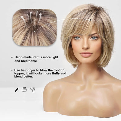 Braun Blonde Mixed Ombre Echthaar Lace Front Perücken Kurze Wellige Bob Haare Goldene Blonde Remy Echthaar Perücke für Weiße Frauen Täglich