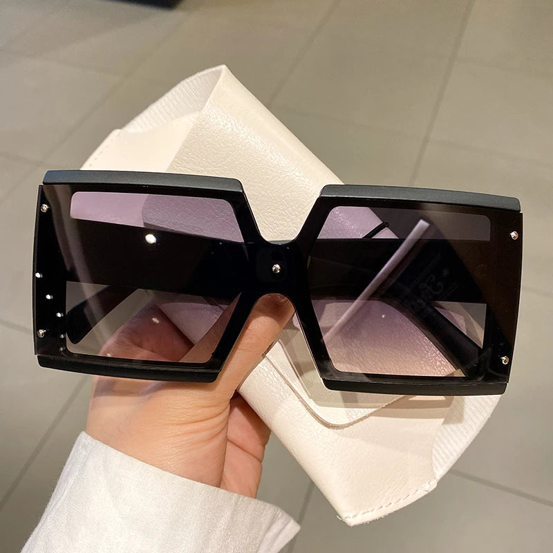 KAMMPT Quadratische Oversize-Sonnenbrille Unisex Trendige Verlaufs-Goggle Luxusmarken-Design Sonnenbrille
