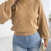 Women's Solid Color Round Neck Lantern Long Sleeve Knitted Sweaters for 2026 Autumn Winter Woman Clothes Yellow Red Khaki Tops