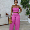 Pant Set Women Two Piece Sets Sexy Sleeveless Tops Drawstring Wide Leg Long Pants High Waist Y2k Streetwear Elegant Splice
