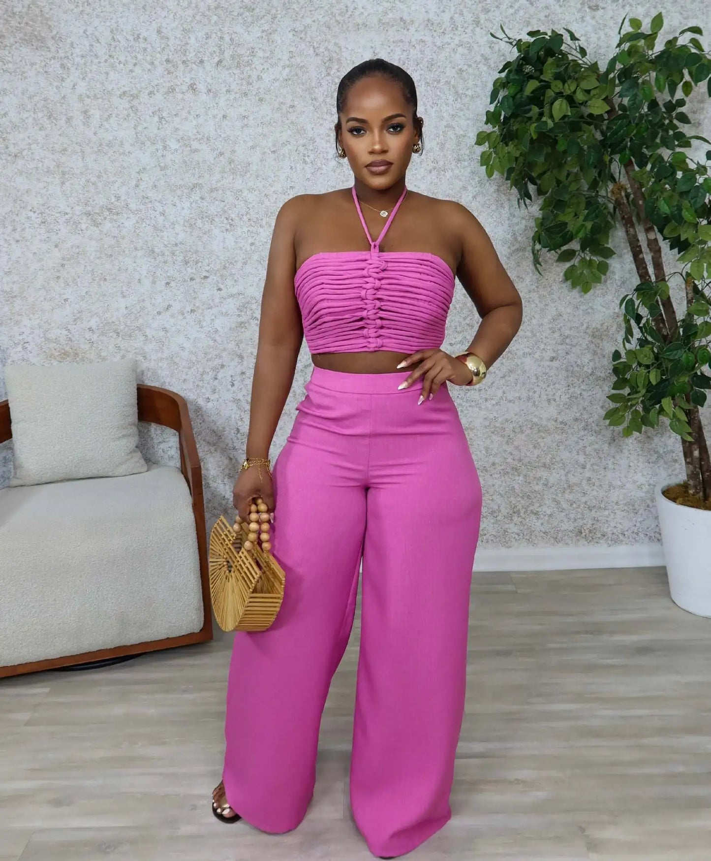 Pant Set Women Two Piece Sets Sexy Sleeveless Tops Drawstring Wide Leg Long Pants High Waist Y2k Streetwear Elegant Splice