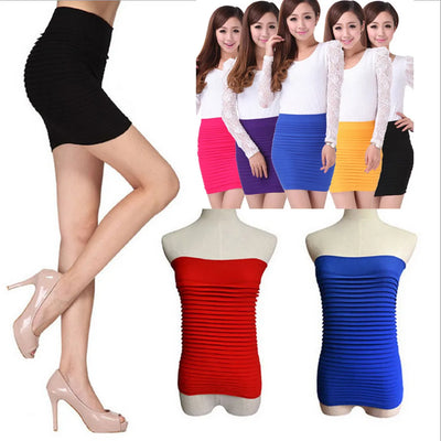 Sommer Damen High Waist Rock Uni Elastischer Faltenrock für Damen Büro Drapiert Schmal Minirock Sexy Damen Bleistiftröcke