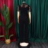 Elegante Jumpsuits & Rompers für Damen Rundhals Spitze Patchwork Kurzarm Gürtel Hohe Taille Luxus Geburtstagsparty Abend Outfit