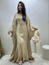 Batwing Butterfly Sleeve Satin Khimar Abaya Dubai Muslim Maxi Dress Kaftan Abayas For Women Kebaya Caftan Robe Femme Vestidos