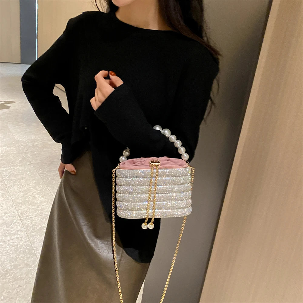 MOODS Luxury Evening Purses For Women Dazzling Pearl Beads Chain Crossbody Bag Dinner Party Clutch 2023 Luxury Designer Handbags
