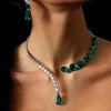 Stonefans Vintage Grüne Offene Halskette Strass Kragen Wassertropfen Anhänger Mode Kristall Brautschmuck Hochzeit Halsreif
