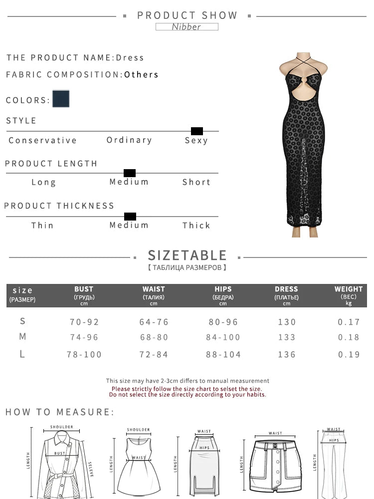 Nibber Solid Color Hanging Neck Maxi Dress Sexy Hollow Women Perspective Bag Hips Robe Female Street Trendy Dresses Clothing