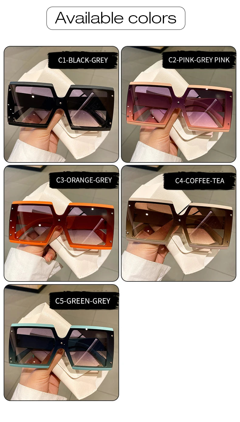 KAMMPT Quadratische Oversize-Sonnenbrille Unisex Trendige Verlaufs-Goggle Luxusmarken-Design Sonnenbrille