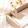 RAKOL Exquisite Copper Gold-plated Zircon Pendant American Minimalist Collarbone Chain 26 A-Z Balloon Letter Necklace For Women