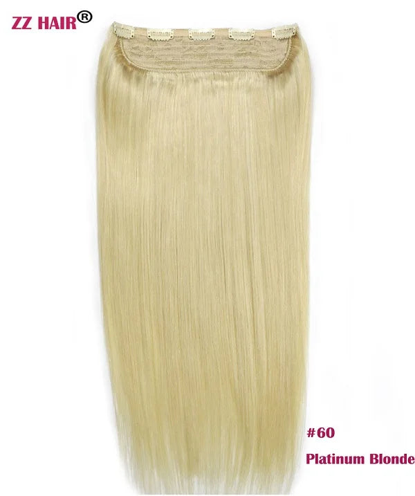 ZZHAIR 100% Brazilian Human Remy Hair Extensions 16"-26" 1Pcs Set 100g-200g One Piece 5 Clips In Natural Straight