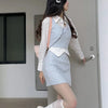 Spring Elegant Vintage Knitted Suits Women Even Party Clothing Korean 3 Piece Dress Set Office Lady Sweater Vest + Mini Skirt
