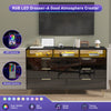 Kommode mit 6 Schubladen für Schlafzimmer mit LED-Beleuchtung, Hochglanz-Kommode mit Metallfüßen, moderner Holzschrank-Aufbewahrungsorganisator