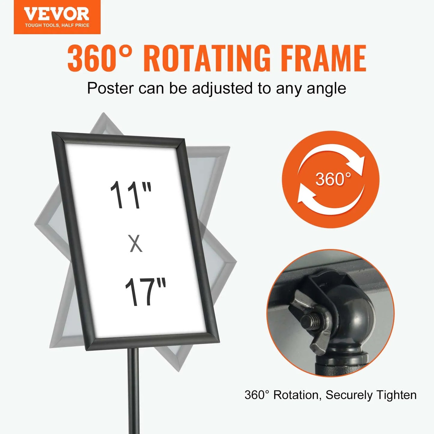 VEVOR Pedestal Sign Holder Vertical & Horizontal Adjustable Heavy-Duty Floor Poster Stand for Display Advertisement and Outdoor